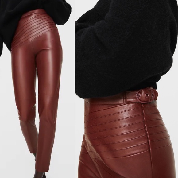 Zara Pants - Zara FAUX LEATHER High-waist Leggings Adjustable